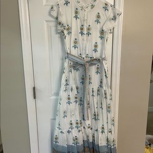 Oliphant Ruffle Collar Maxi Dress Size M Lela Blue
